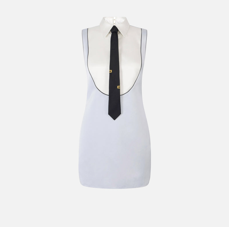 ELISABETTA FRANCHI MINI DRESS IN DUCHESS SATIN