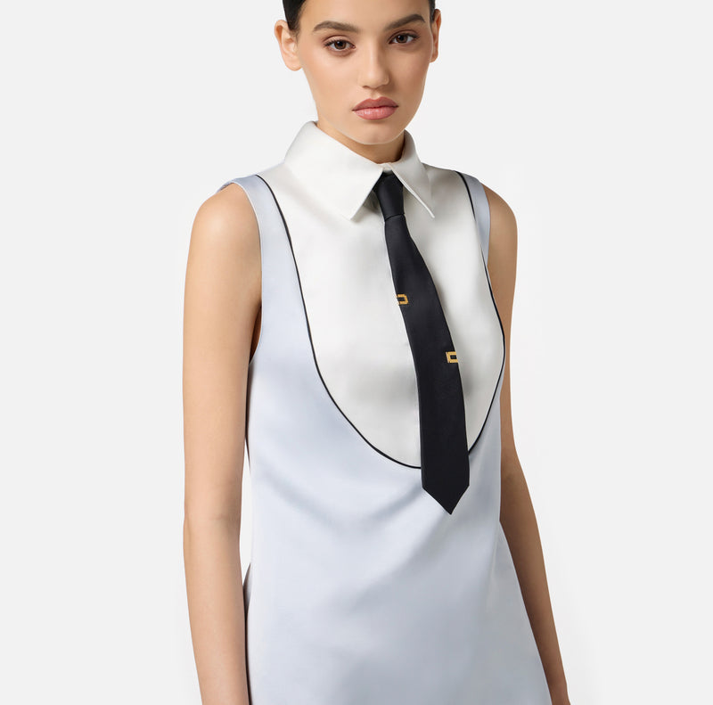 ELISABETTA FRANCHI MINI DRESS IN DUCHESS SATIN