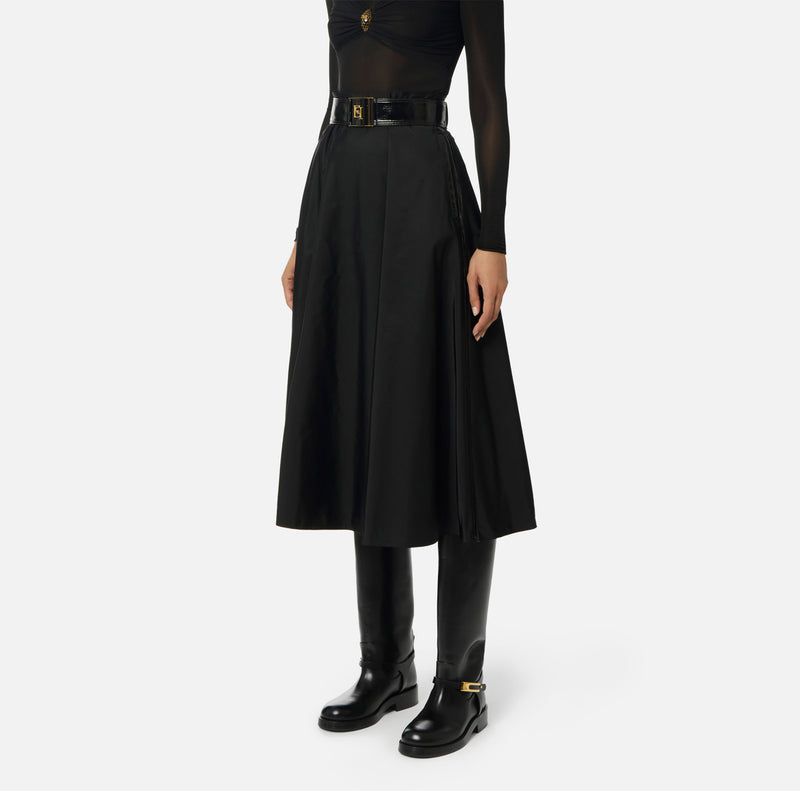 ELISABETTA FRANCHI VOILE SKIRT WITH BELT