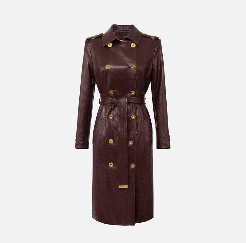 ELISABETTA FRANCHI LEATHER EFFECT TRENCH