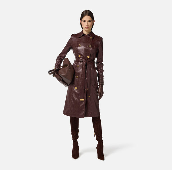 ELISABETTA FRANCHI LEATHER EFFECT TRENCH