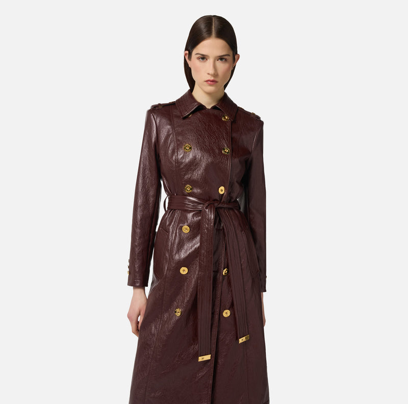 ELISABETTA FRANCHI LEATHER EFFECT TRENCH