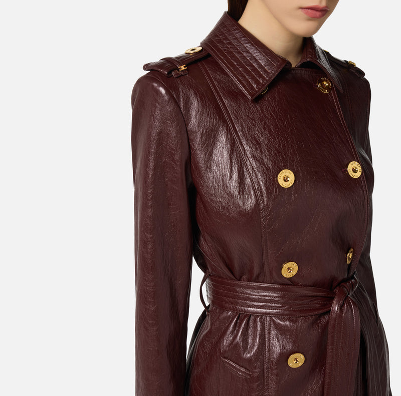 ELISABETTA FRANCHI LEATHER EFFECT TRENCH