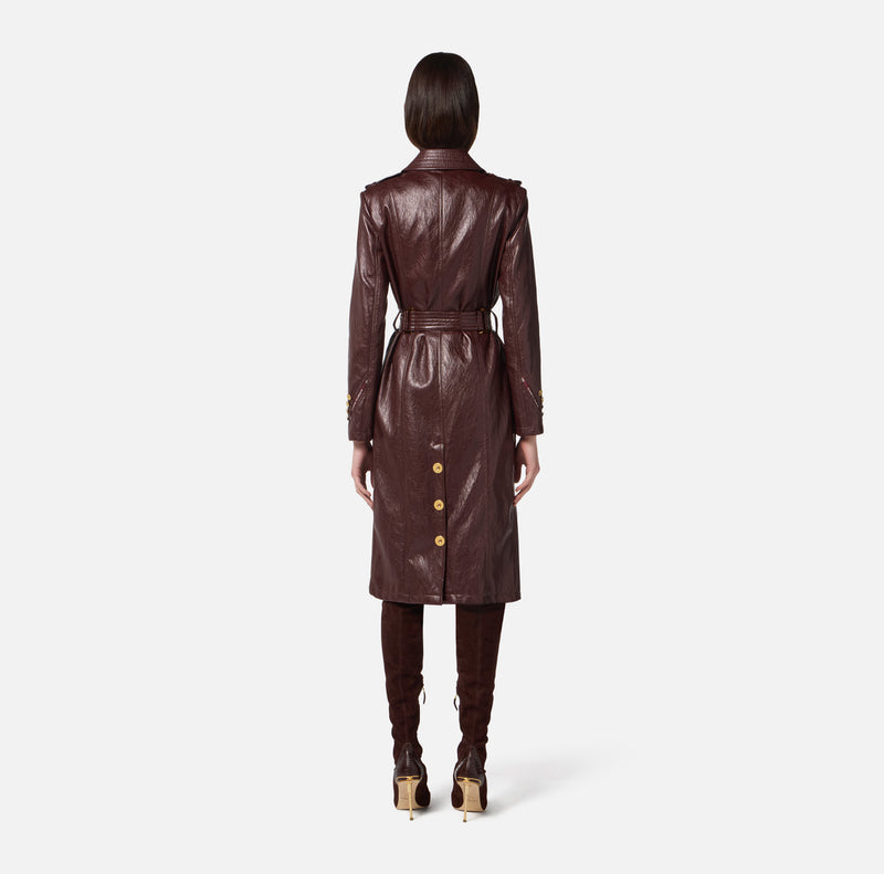 ELISABETTA FRANCHI LEATHER EFFECT TRENCH