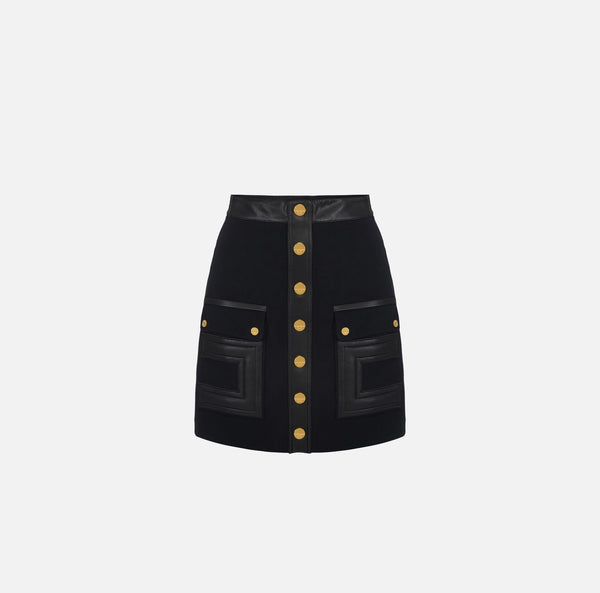 ELISABETTA FRANCHI MINI SKIRT DOUBLE LAYER CREPE