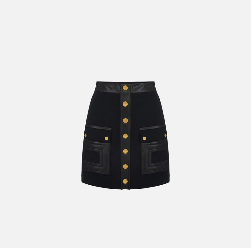 ELISABETTA FRANCHI MINI SKIRT DOUBLE LAYER CREPE