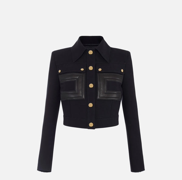 ELISABETTA FRANCHI JACKET IN DOUBLE LAYER CREPE FABRIC