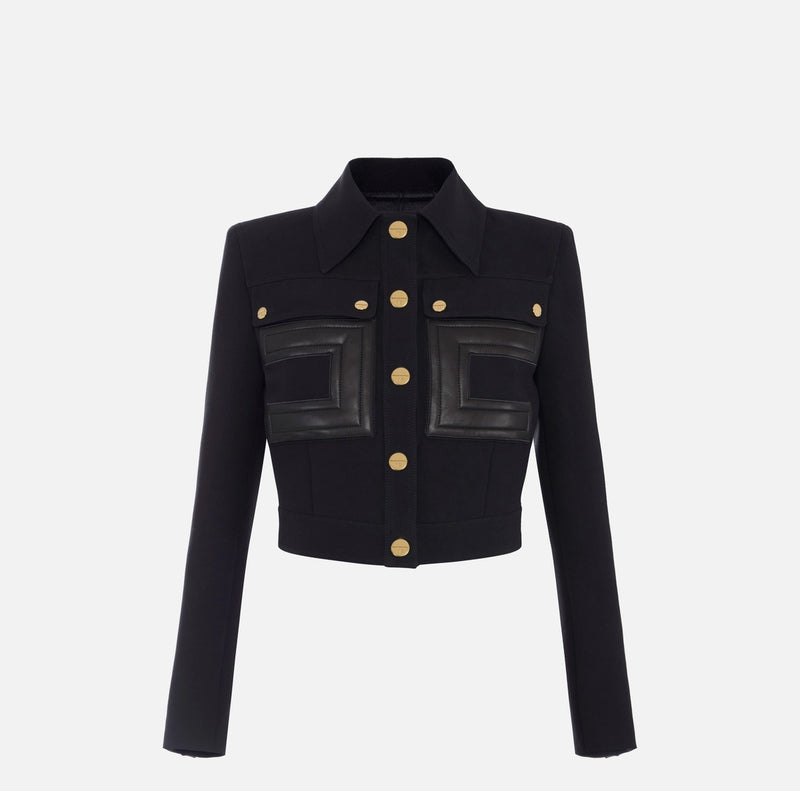 ELISABETTA FRANCHI JACKET IN DOUBLE LAYER CREPE FABRIC