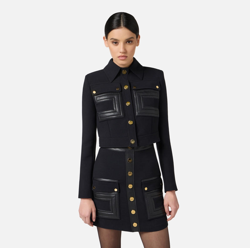 ELISABETTA FRANCHI JACKET IN DOUBLE LAYER CREPE FABRIC