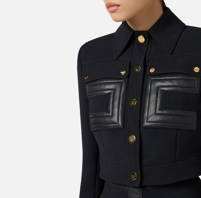 ELISABETTA FRANCHI JACKET IN DOUBLE LAYER CREPE FABRIC