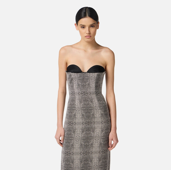ELISABETTA FRANCHI RED CARPET DRESS IN PYTHON PRINT