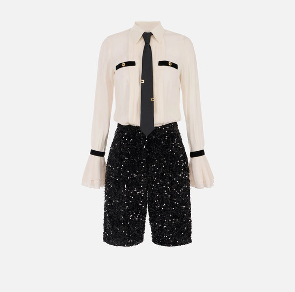ELISABETTA FRANCHI JUMPSUIIT WITH SEQUINS AND TIE