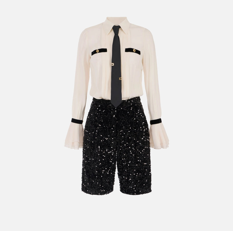 ELISABETTA FRANCHI JUMPSUIIT WITH SEQUINS AND TIE